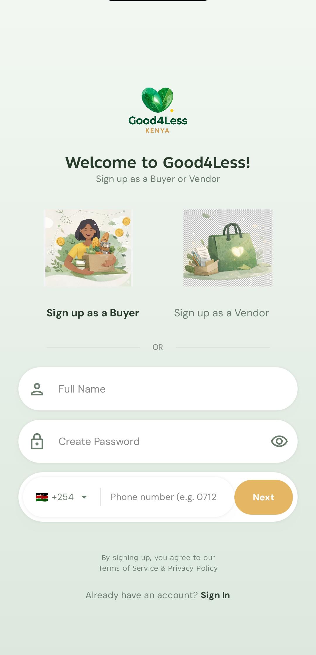 Good4Less app screen